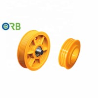 Nylon Pulley Wheels with Bearings for Elevator Traction Sheave Elevator Drive Pulley for Deflector, Car Top and Counterweight